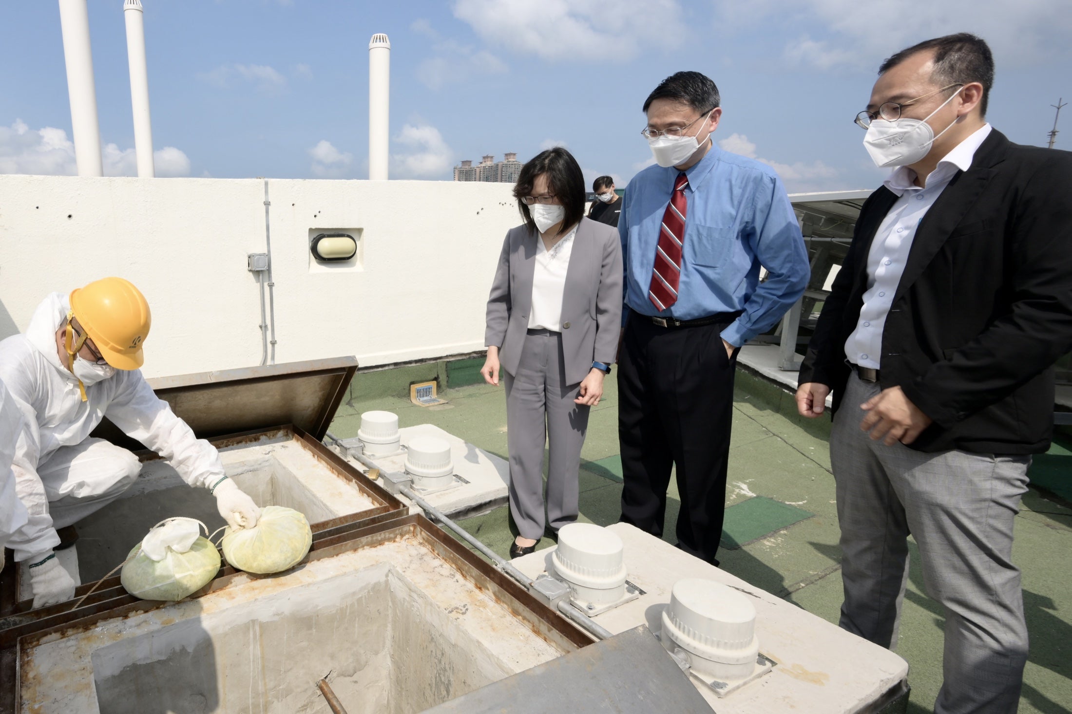 AquaPura Flush field deployment at a Hong Kong building water tank