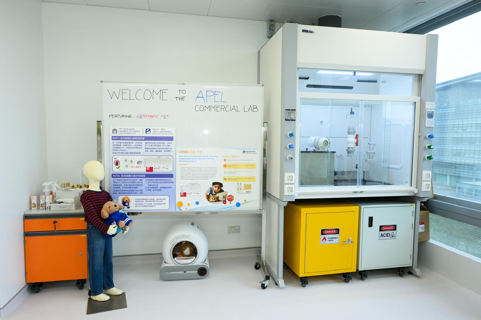 APEL laboratory testing area and fume hood
